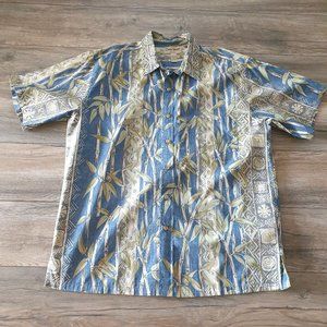 Cooke Street Men 2XL Short Sleeve Shirt Reverse Print Vacation Beach Bamboo Blue
